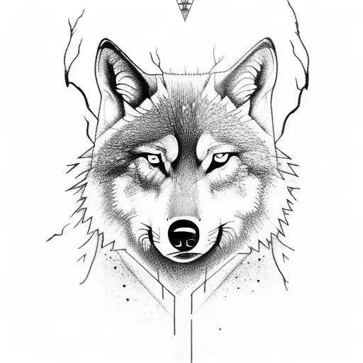 Forest With A Lightning Storm And A Wolf Howling