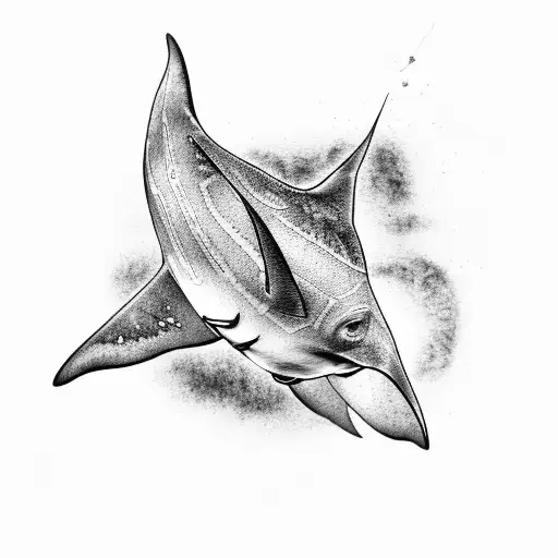 Black And Grey Manta Ray Photorealistic