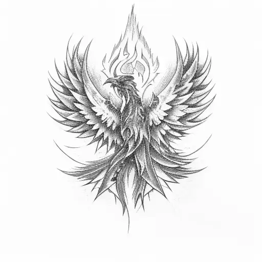 A Phoenix Revives From Ashes Tattoo On Male Back