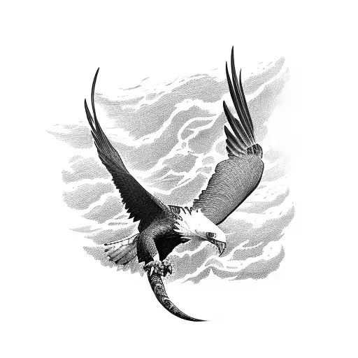 Eagle Hunting A Snake And Flying Off