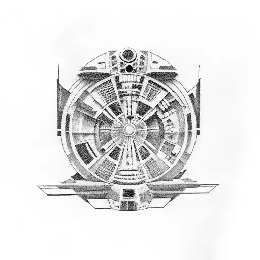 Jedi Logo Black And White Mixed With The Millenium Falcon