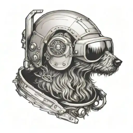 Irish Wolfhound Wearing A Space Helmet