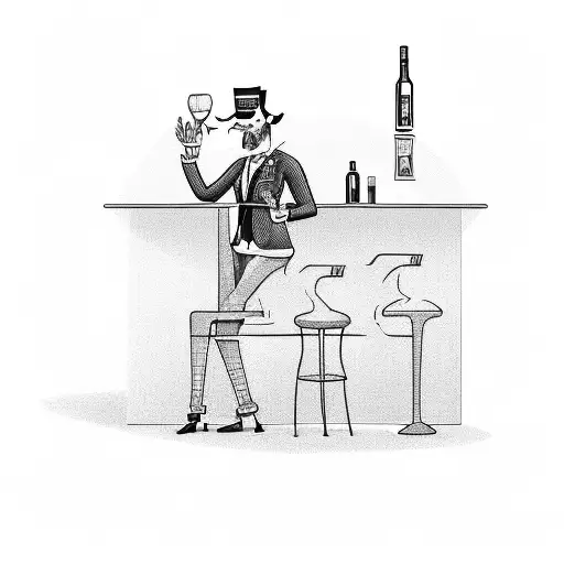 An Accountant Sitting At A Bar With A Devil Bartender Pouring A Drink Shaped Like A Scorpion