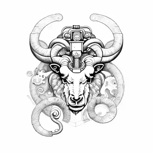 Aries Ram With Steampunk Elements