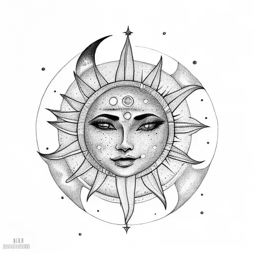 Moon With Sun With Star Hindu