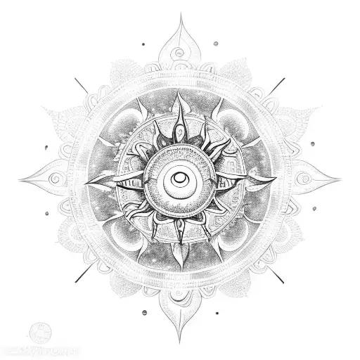 A Delicate Sun Mandala With Pisces Zodiac Symbols Intricately Woven Within