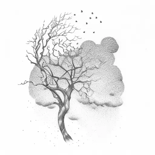 Wing By Lightning And Blossom Tree