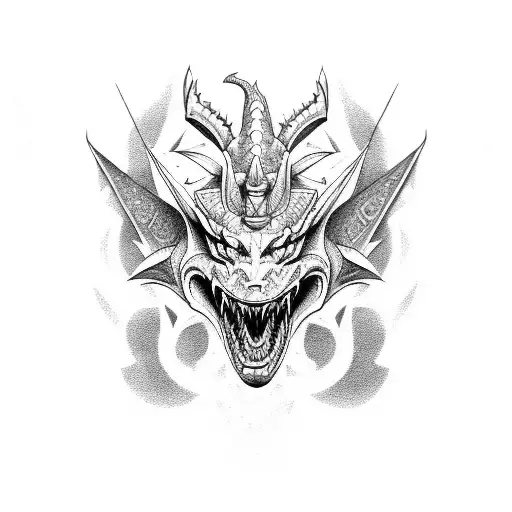 Dragon And Anubis And Shark Man