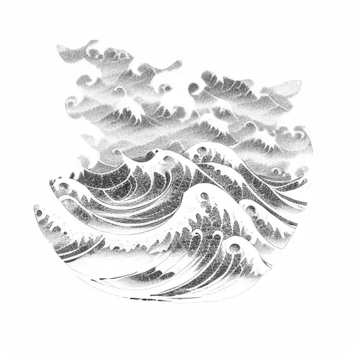 Japanese Wave Coming Out Of A Cloud