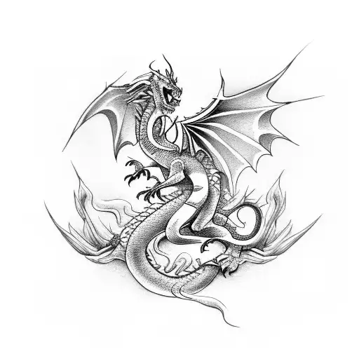 Dragon With Open Wings