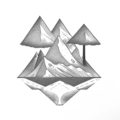 A Minimalist Design Of A Coffee Bean Morphing Into A Mountain Rangewith Trees