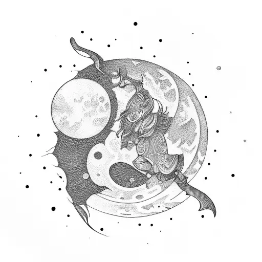 Half Cresant Moon With Scarf Around It