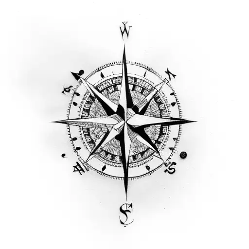 Compass Whit Cow Skull