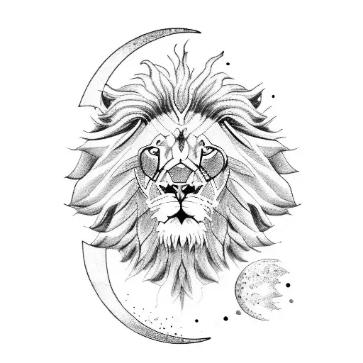 Lion With The Moon