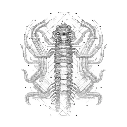 A Cyberpunk Centipede In Dotwork Style