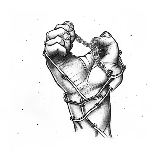 Fist With A Broken Chain And A Ribbon