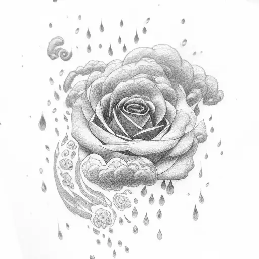 No Rain No Flowers With Floral And Rain Cloud