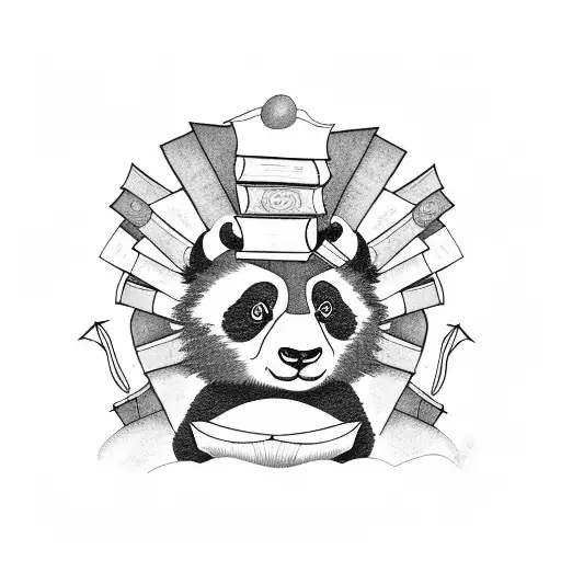 Stack Of Books With A Panda Sitting On Top