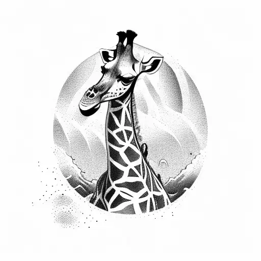 A Giraffe Standing Tall On A Sandy Beach With Waves Crashing In The Background