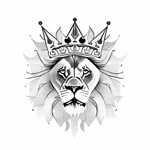 A Lion With A Crown And A Palm Tree In The Background