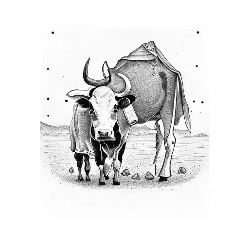 Cow Sucks A Homeless Man Sitting On A Tree