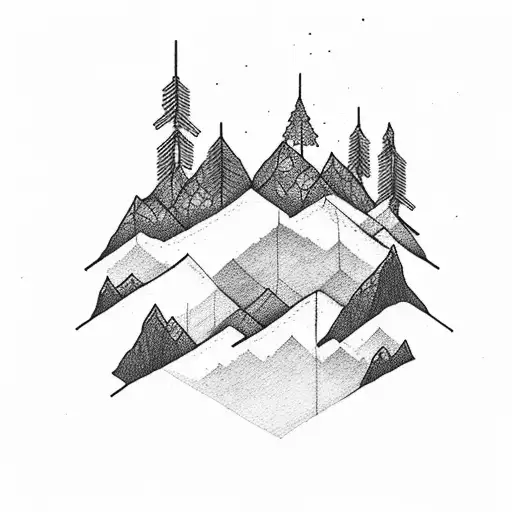 Forest With Mountains And A Full Moon