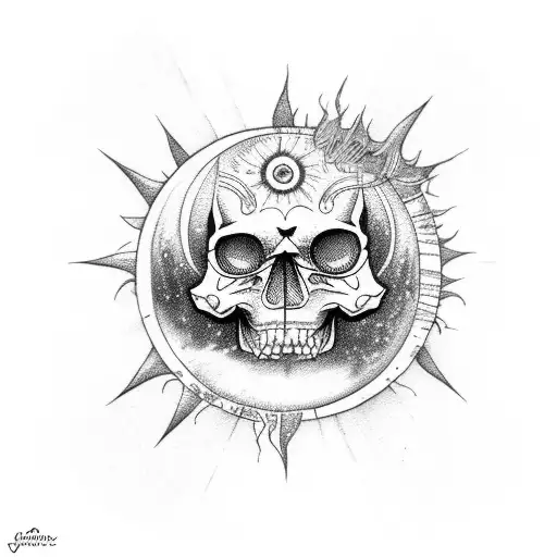 Moon With Sun In Skull Eyes