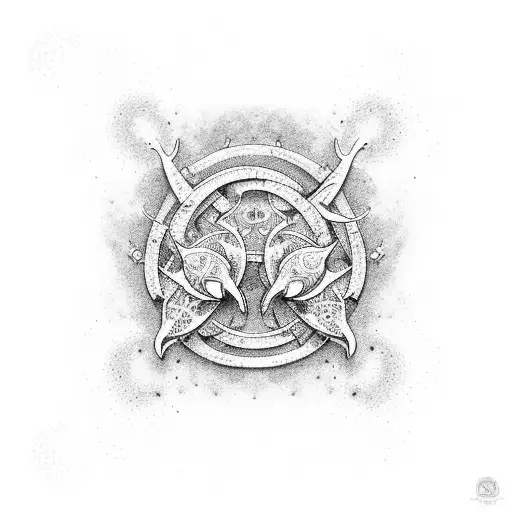 A Dotwork Tattoo Of A School Of Fish Forming The Shape Of The Arsenal Logo