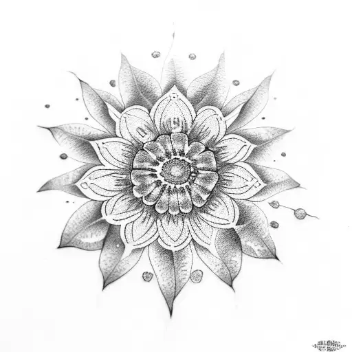 A Dotwork Tattoo Of A Camera Lens With Intricate Floral Patterns