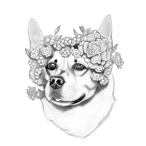 Dog Made Of Flowers