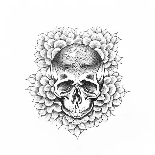 Skull Covered By Chrysanthemums