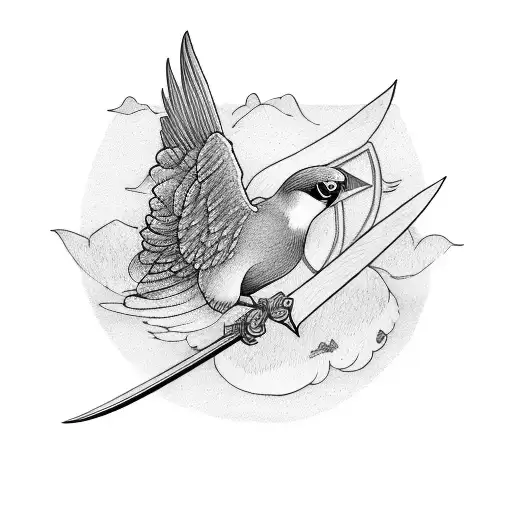 Bird Carrying A Long Sword