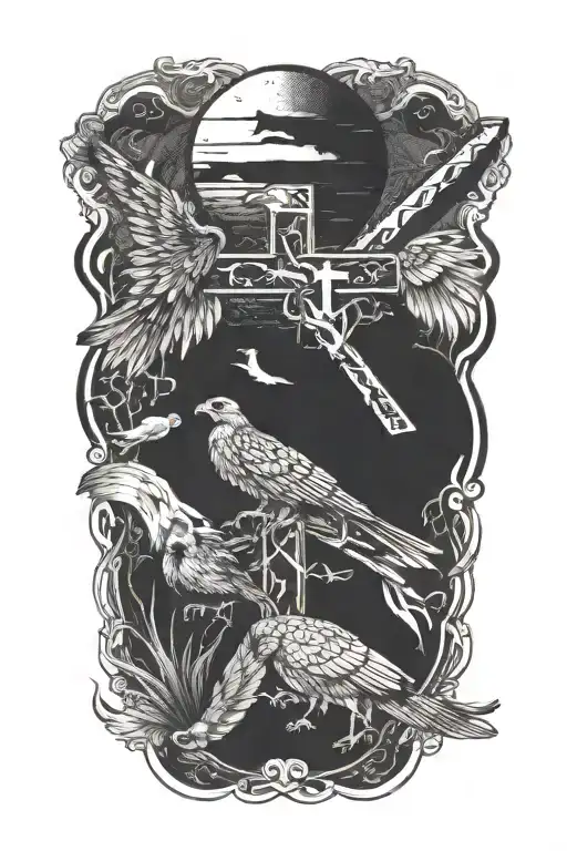 Cross Surrounded By Animals And Their Occupation