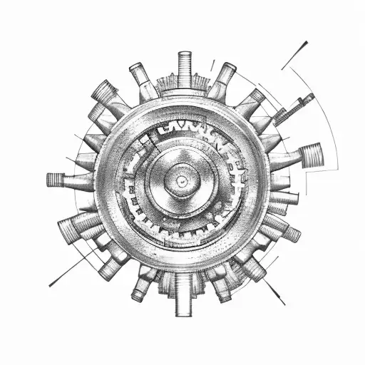 Mechanical Gears With A Blueprint Background