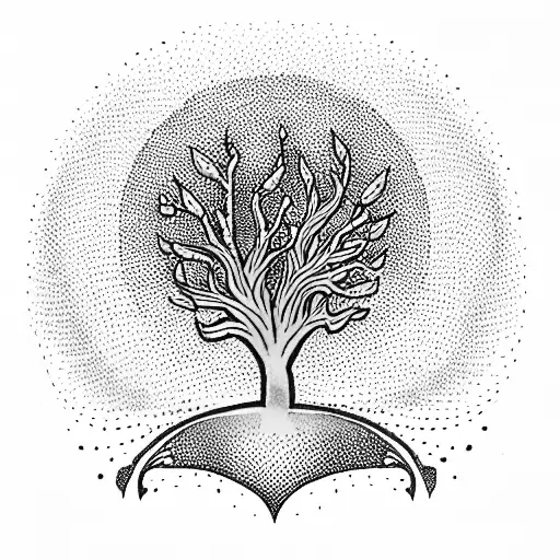 Pink Tree With A Golden Arrow Through It