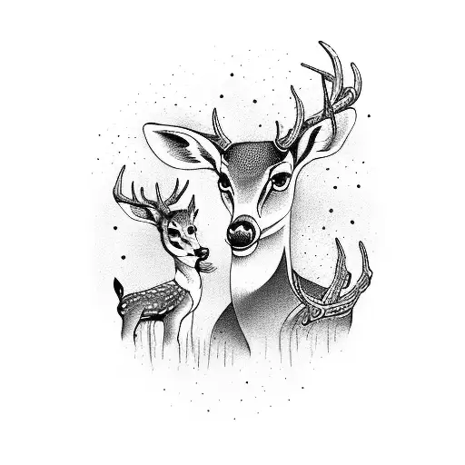 Mama Deer And Baby Deer