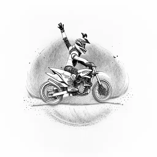 A Wheelie Performed By A Dirtbike With Tire Tracks Forming Music Staff Lines