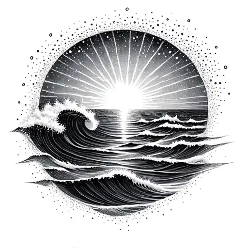 Sunrise With Waves Made Of Crystal