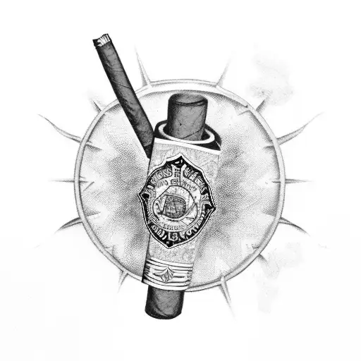 A Vintage Cuban Cigar Surrounded By Military Emblems