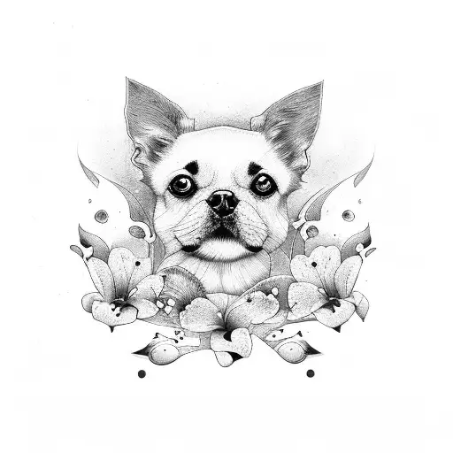 Lily And Dog Paw Print