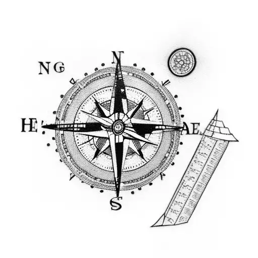 A Dotwork Tattoo Of A Compass With Coordinates Leading To Significant Places In Your Hometown