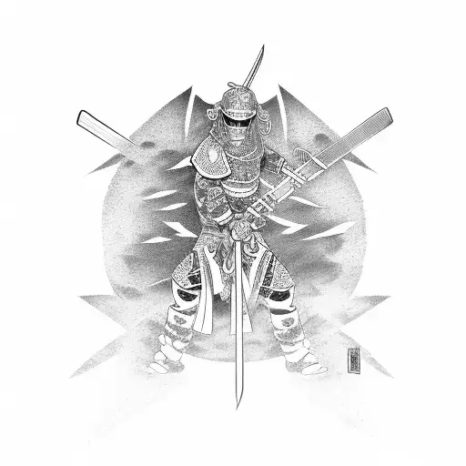 Katana With Kanji Of Warrior