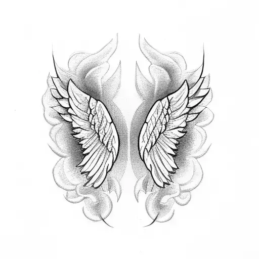 Angel Wings With The Word Mum In Middle