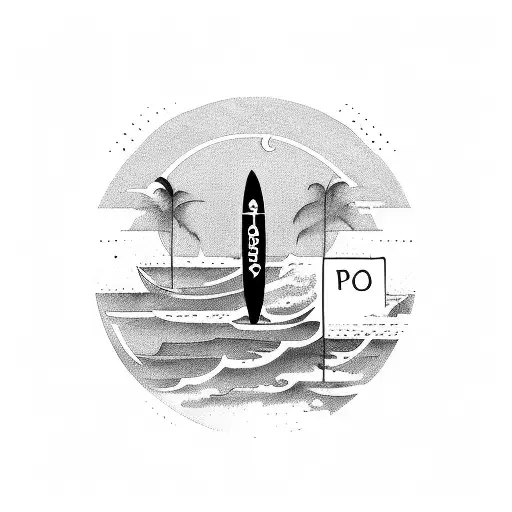 A Minimalist Surfboard With The Word 'Poto' Written On It