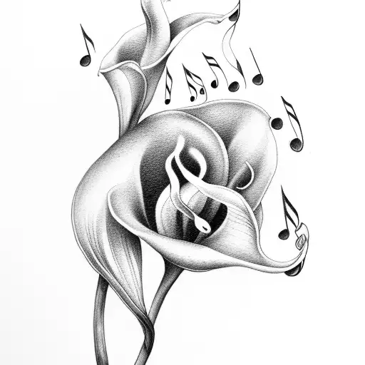 Calla Lily With Music Notes And The Name Nylah