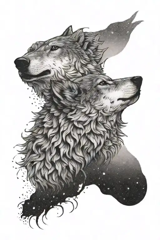 Wolf And Moon