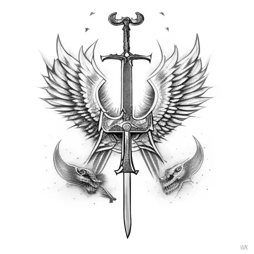 St Michael Sword And Angel Wing