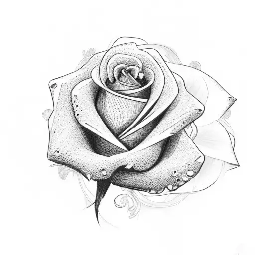 Outline Of A Red Rose With The Letter A