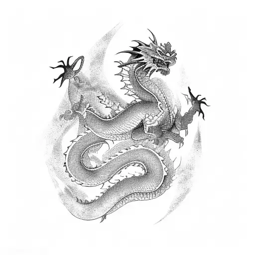 Japenise Dragon With Misuel Written Over It