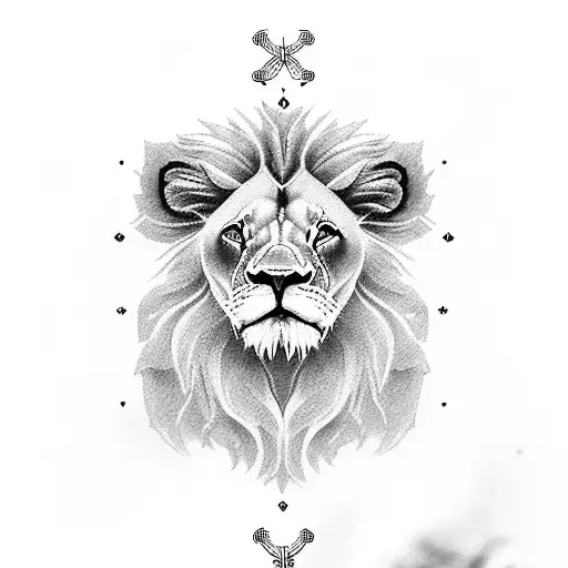 Lion Wirh Roses And Cross